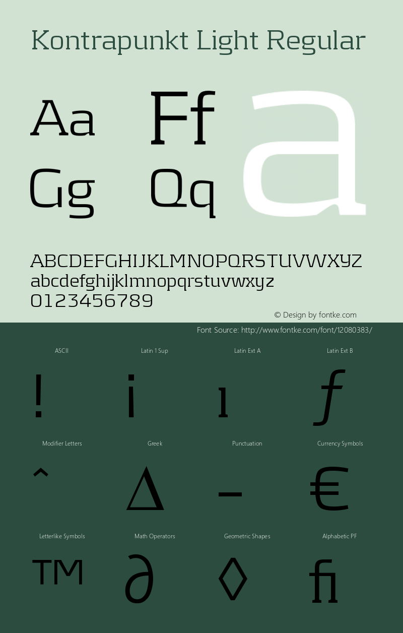 Kontrapunkt Light Regular Version 001.000 Font Sample