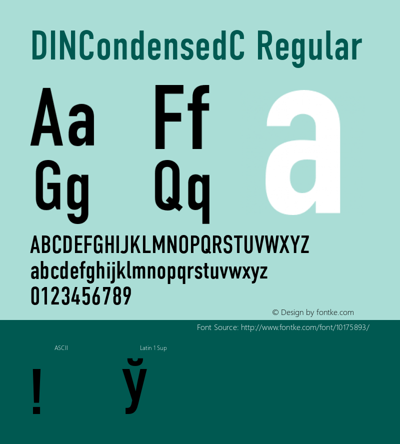 DINCondensedC Regular 001.000 Font Sample