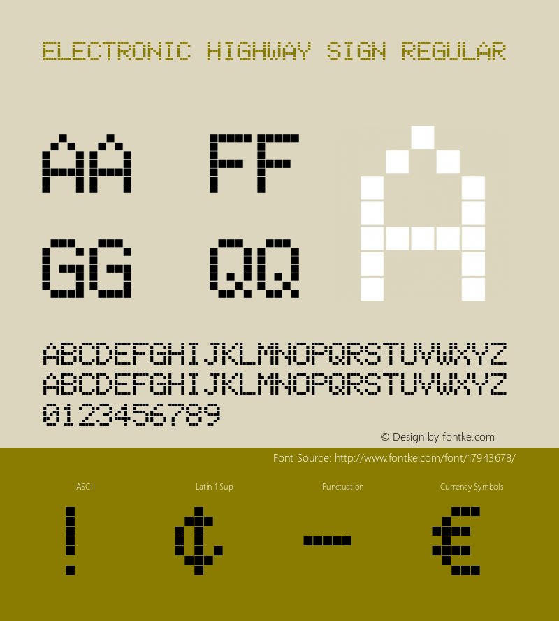 Electronic Highway Sign Regular 1.000 Font Sample