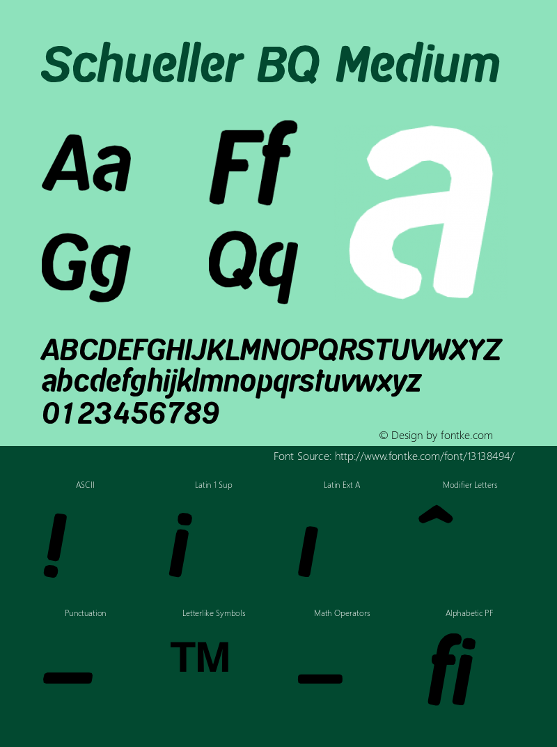 Schueller BQ Medium Version 001.000 Font Sample