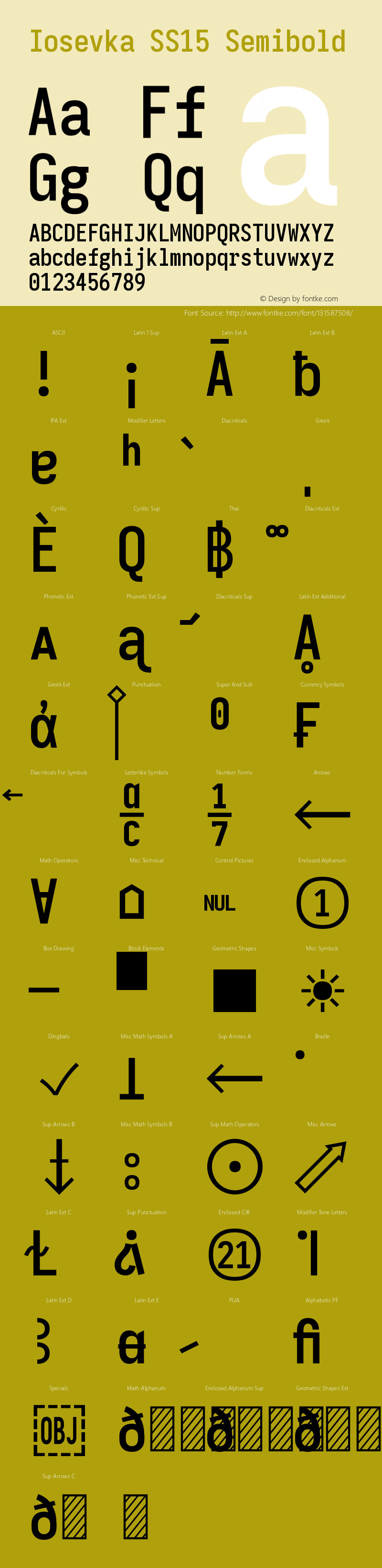 Iosevka SS15 Semibold Version 5.0.8 Font Sample