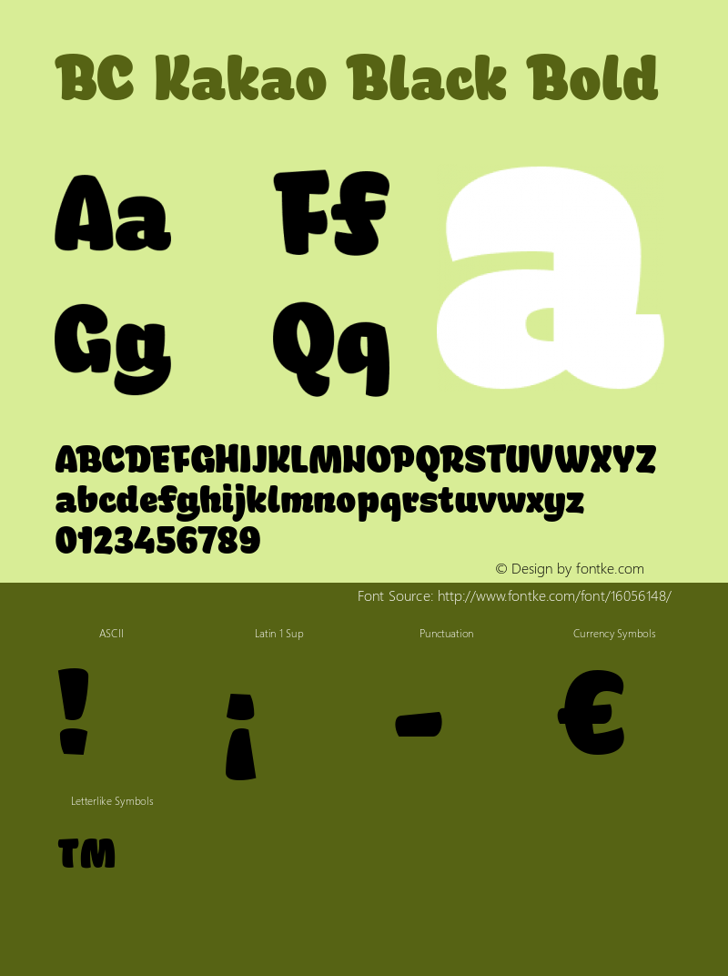 BC Kakao Black Bold Version 1.000 Font Sample