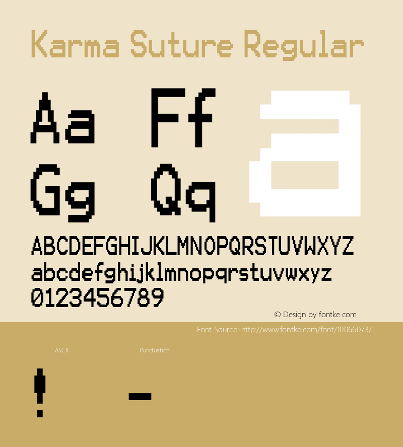 Karma Suture Regular Macromedia Fontographer 4.1 11/8/98 Font Sample