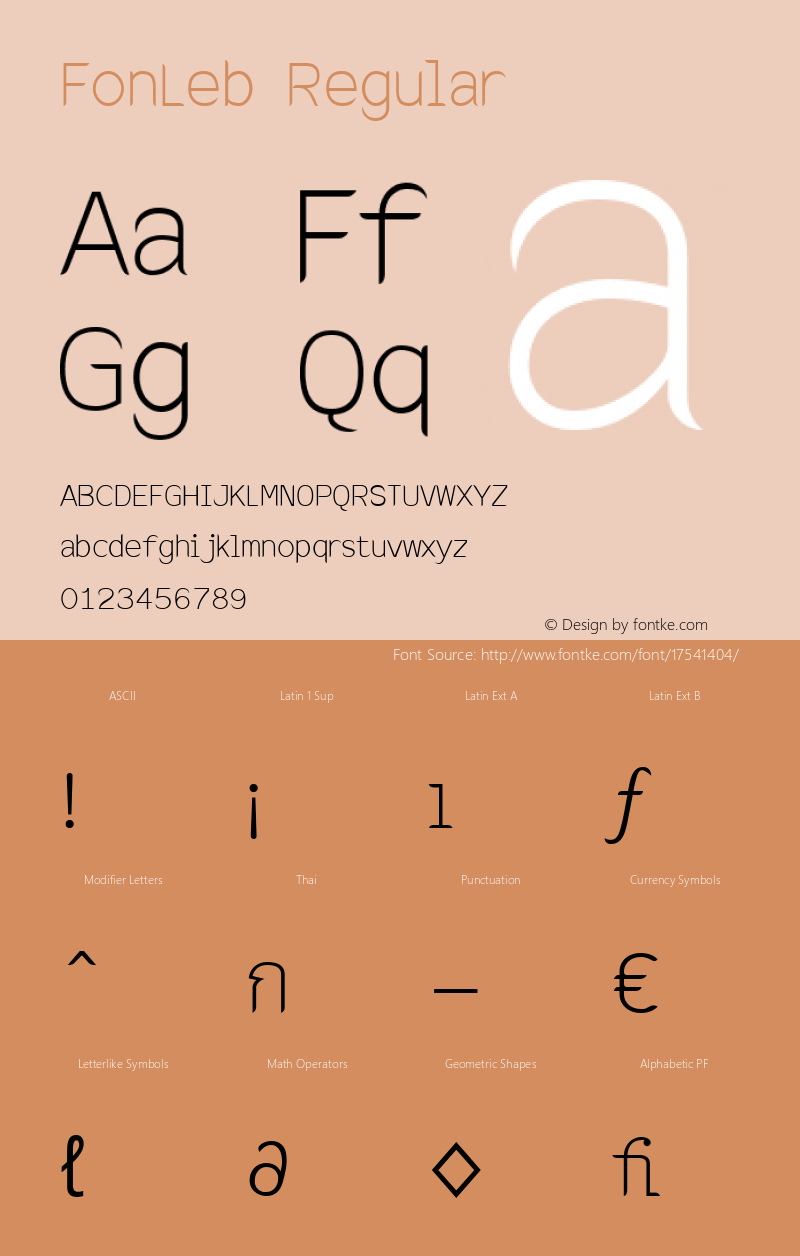 FonLeb Regular Version 1.0 2004 initial release 20/03/04 Font Sample