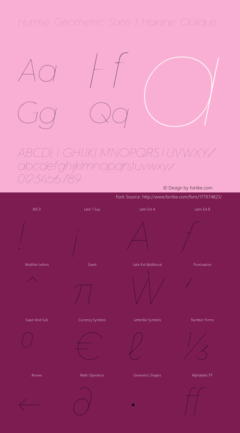 HurmeGeometricSans1-HairlineObl Version 1.001图片样张