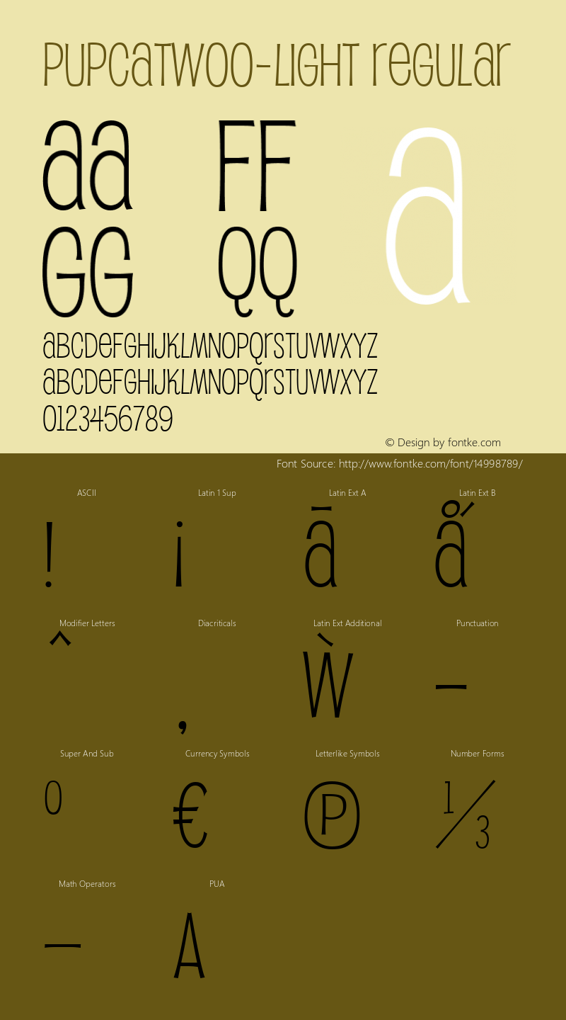 PupcatW00-Light Regular Version 5.00 Font Sample