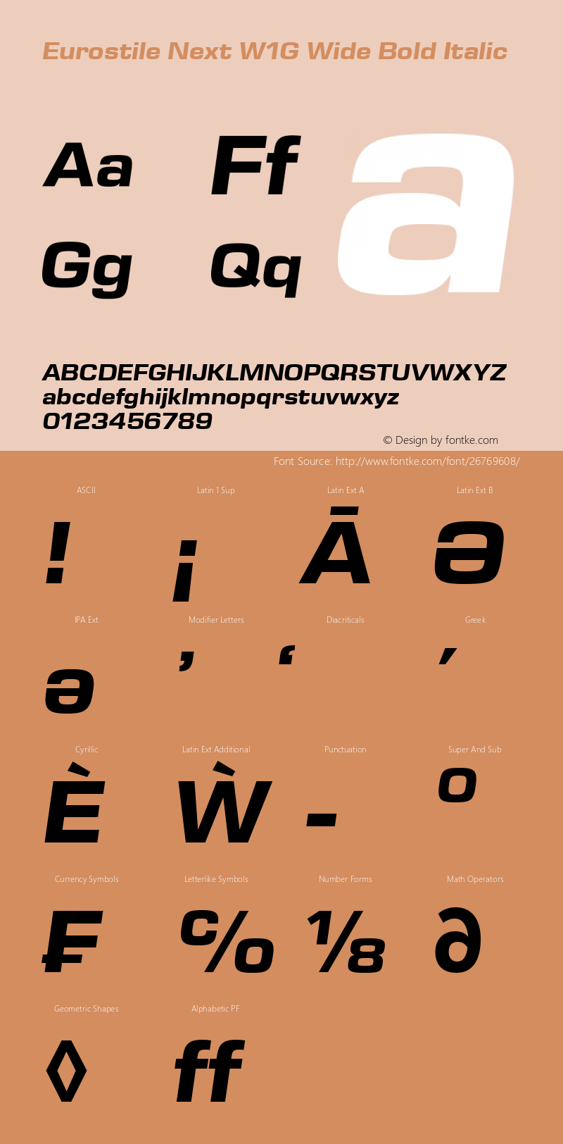 Eurostile Next W1G Wide Bold It Version 1.00 Font Sample