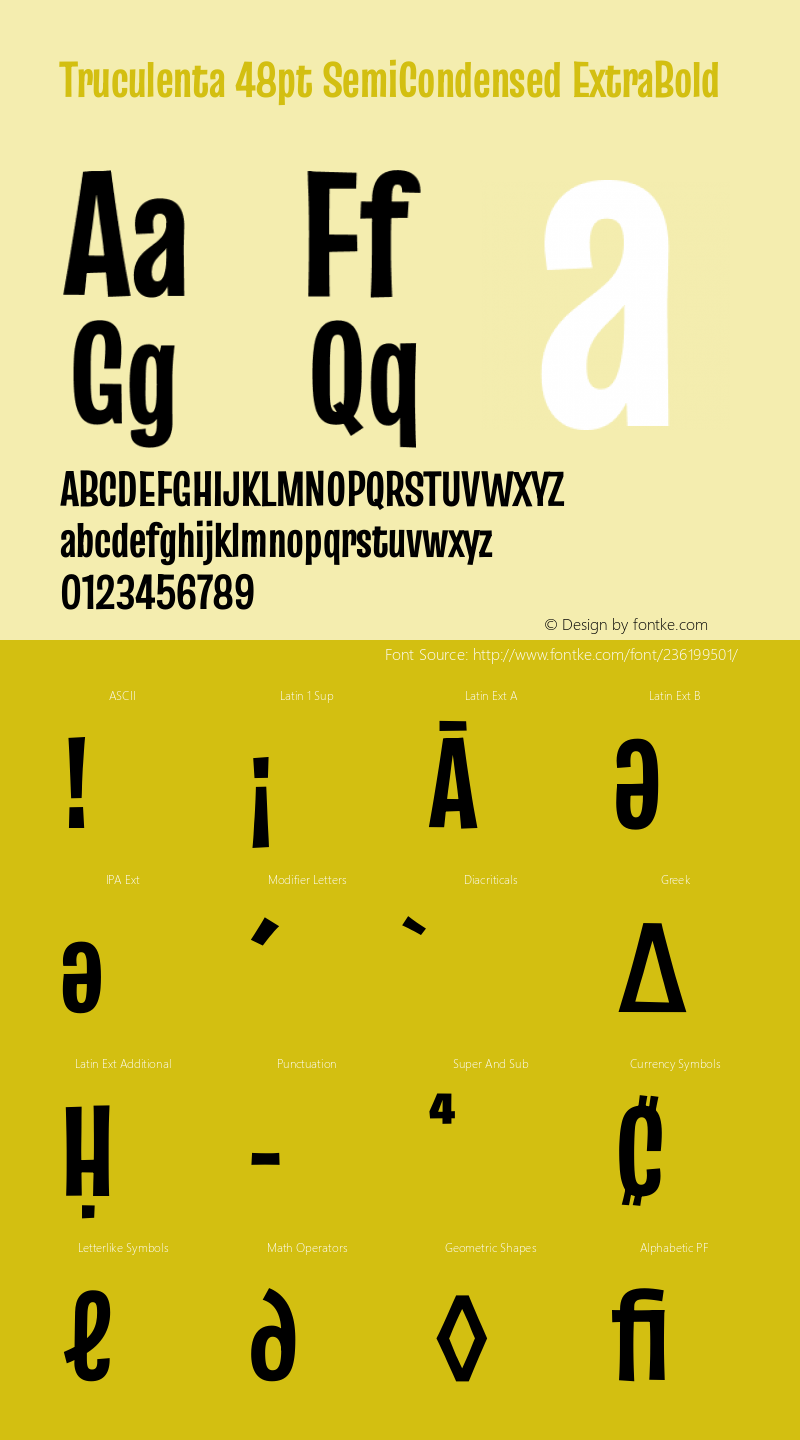 Truculenta 48pt SemiCondensed ExtraBold Version 1.002图片样张