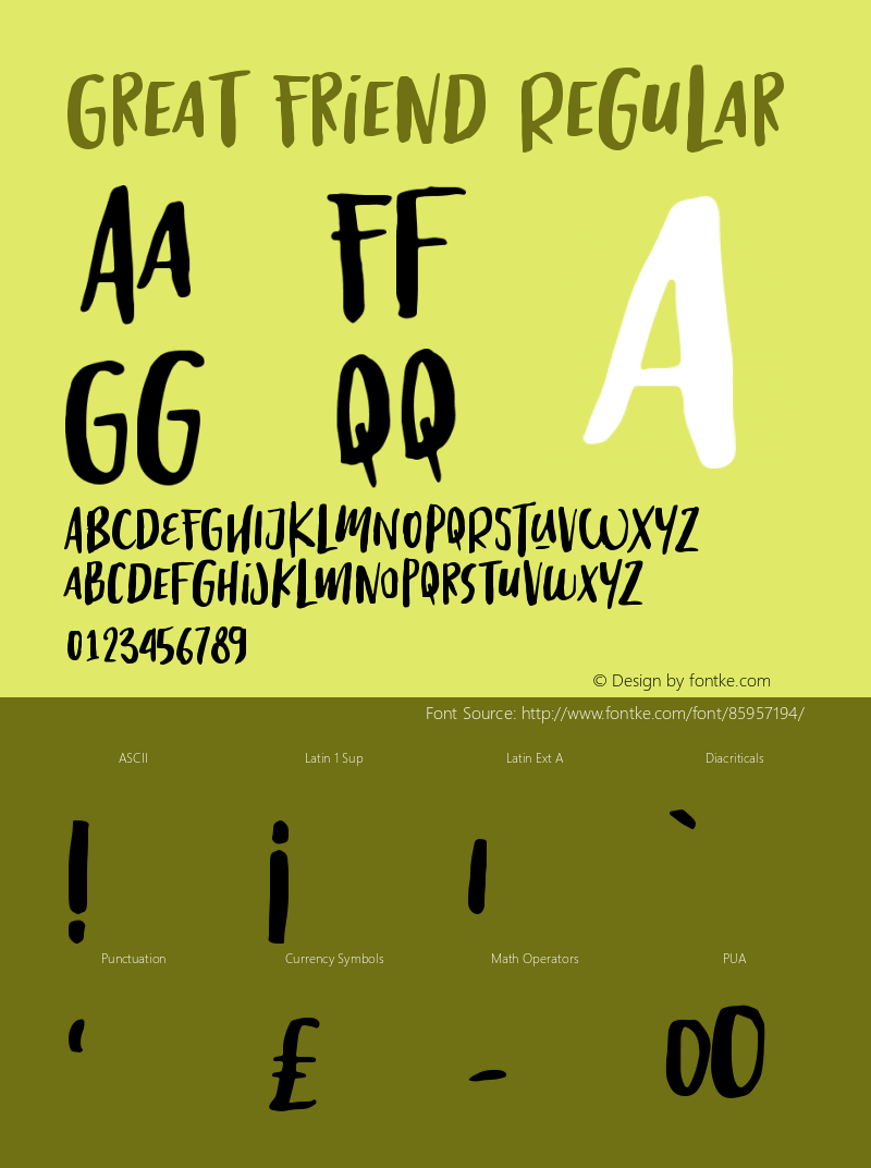 Great Friend Version 1.00;November 10, 2020;FontCreator 12.0.0.2567 64-bit Font Sample