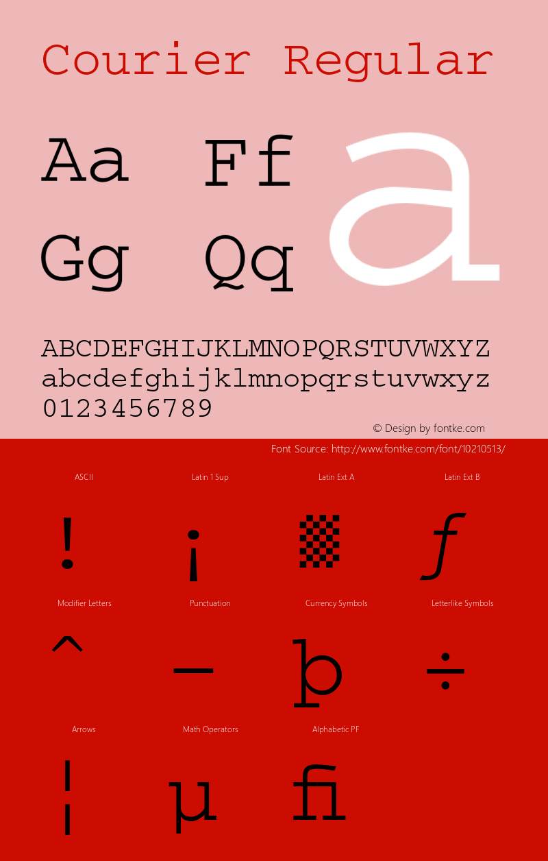 Courier Regular 002.004 Font Sample