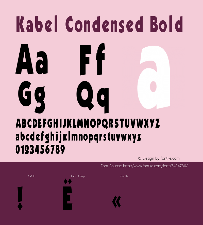 Kabel Condensed Bold 1.0 Fri Jun 18 08:58:51 1993 Font Sample