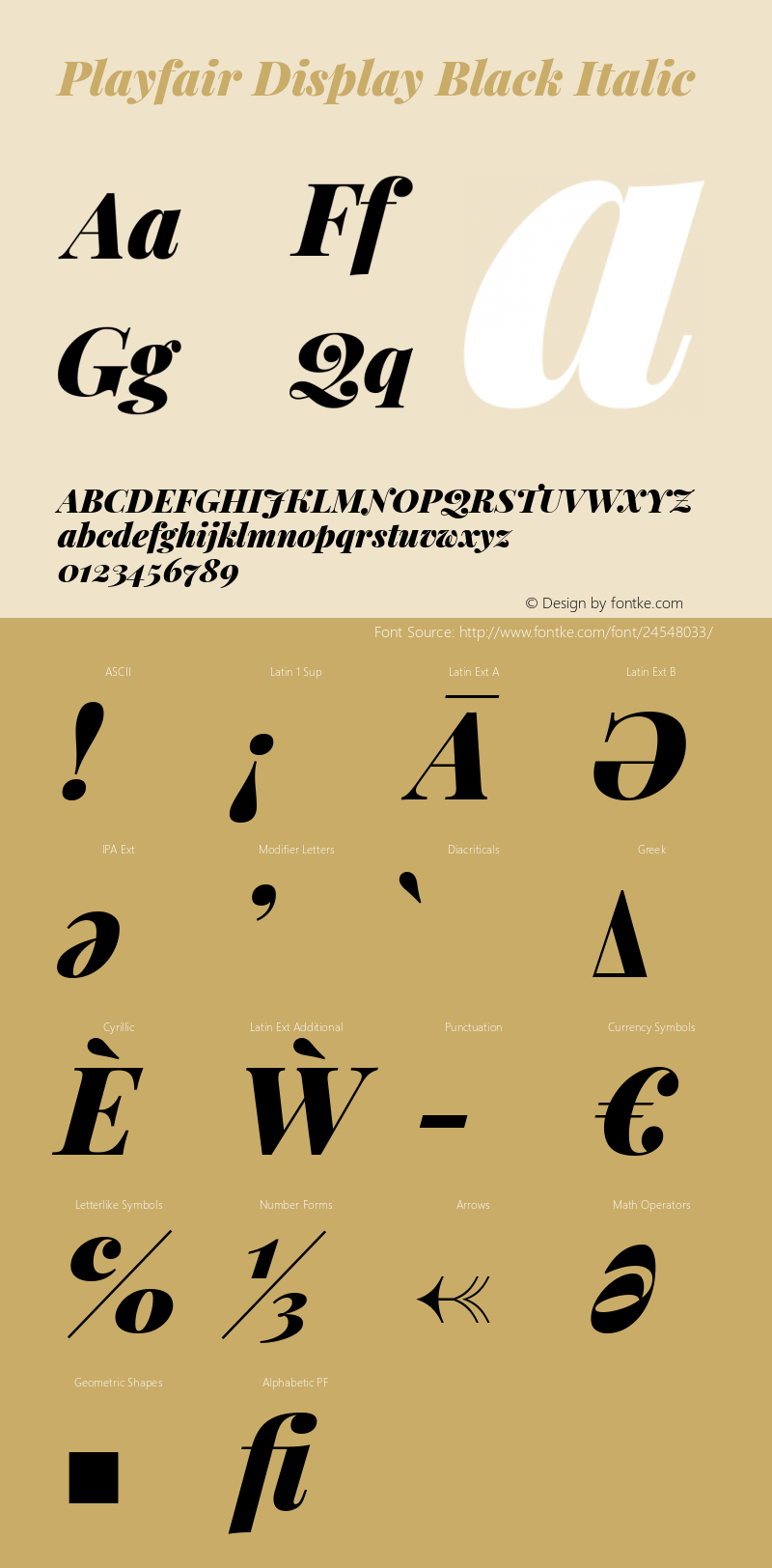 Playfair Display Black Italic Version 1.200; ttfautohint (v1.6) Font Sample