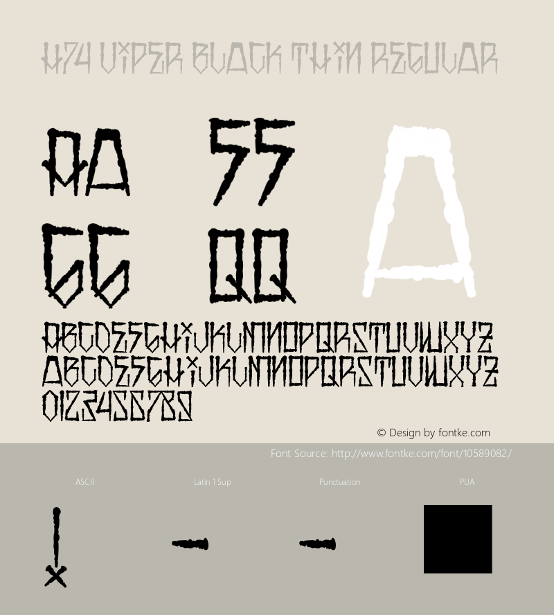 H74 Viper Black Thin Regular Version 1.000 Font Sample