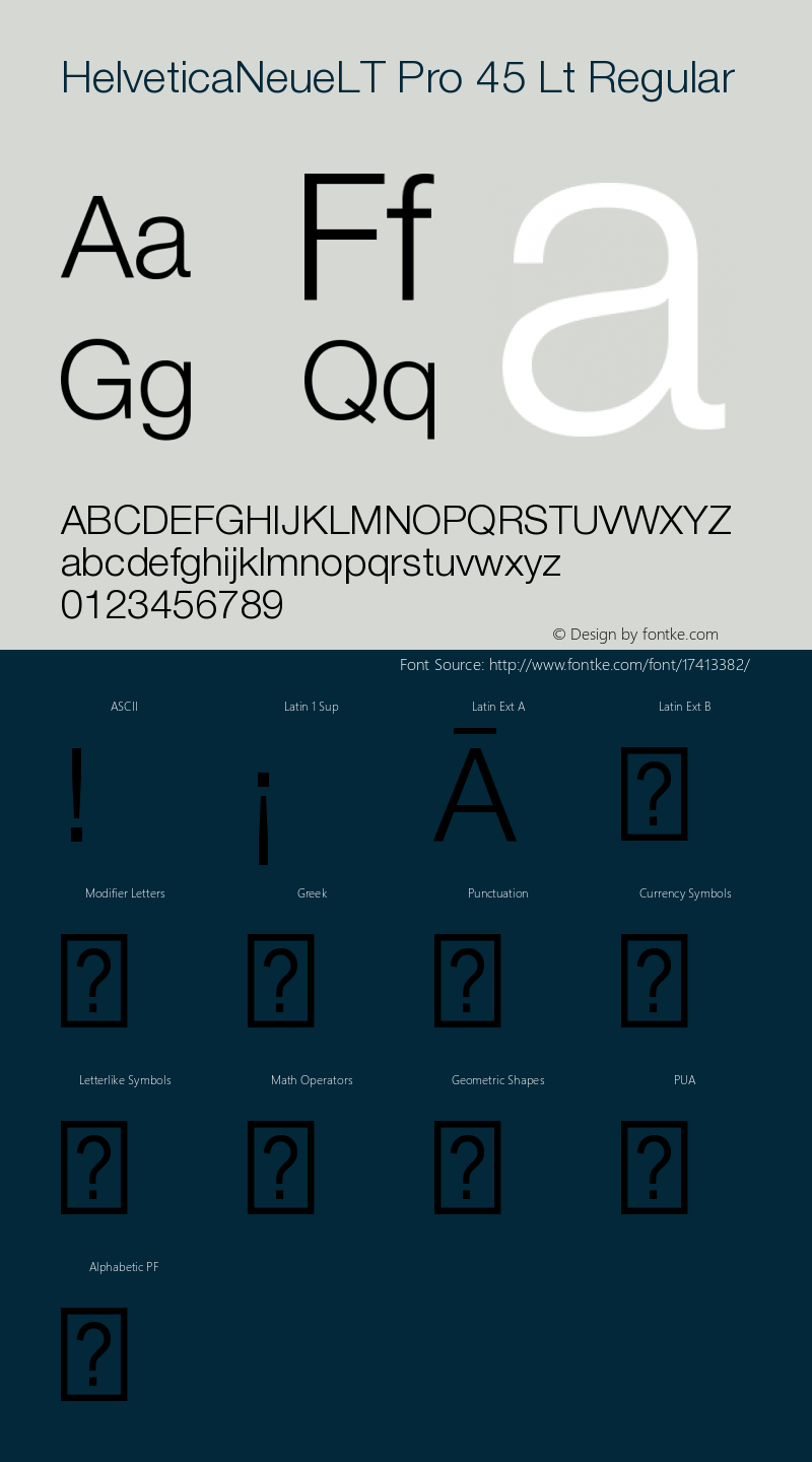 HelveticaNeueLT Pro 45 Lt Regular Version 1.000;PS 001.000;Core 1.0.38 Font Sample