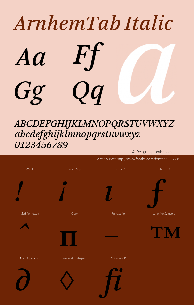 ArnhemTab Italic 001.000 Font Sample