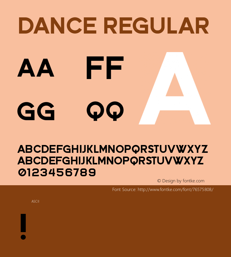 Dance Regular Version 1.000 Font Sample