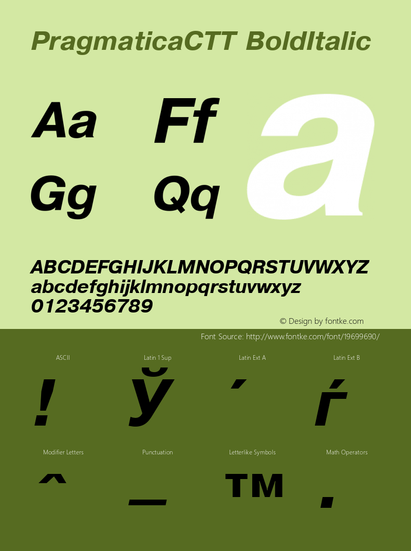 PragmaticaCTT BoldItalic TrueType Maker version 1.00.03 Font Sample