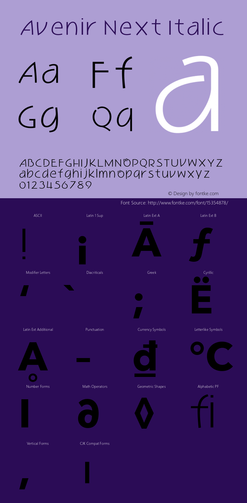 Avenir Next Italic 8.0d5e5 Font Sample