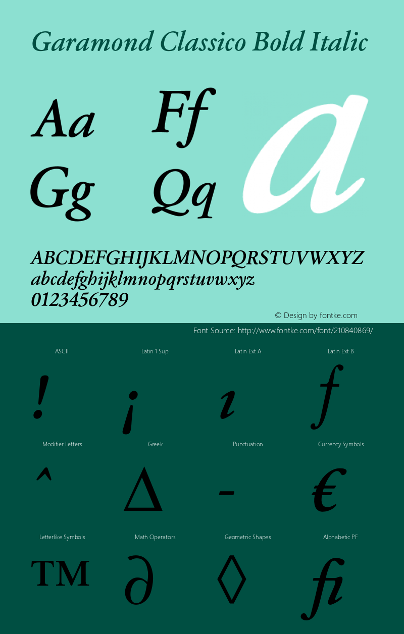 Garamond Classico Bold Italic Version 1.10图片样张