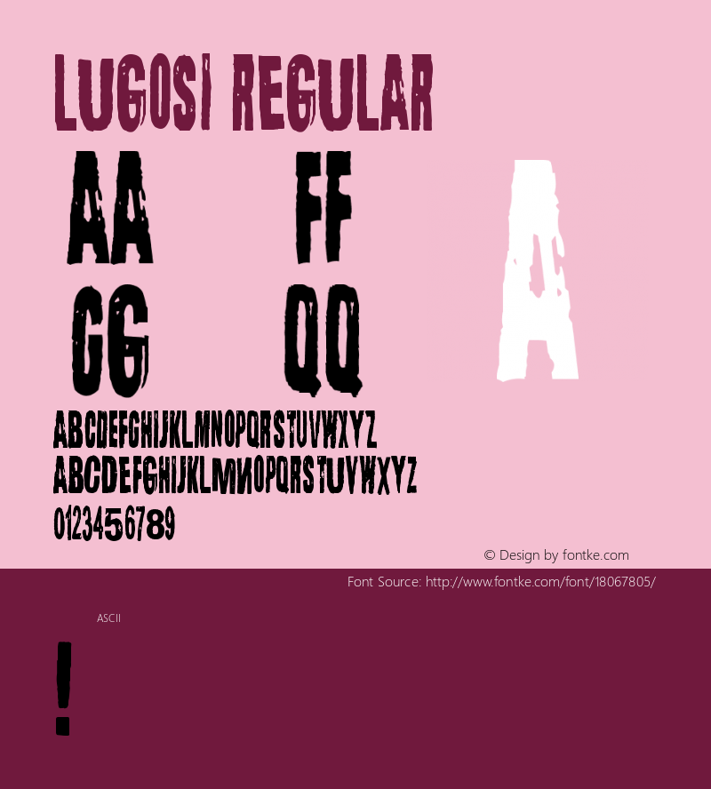 Lugosi Regular Macromedia Fontographer 4.1 12.5.2006 Font Sample