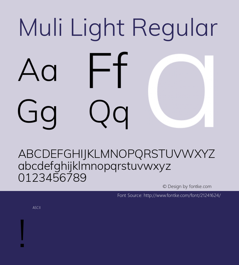 MuliLight Version 1.0 Font Sample