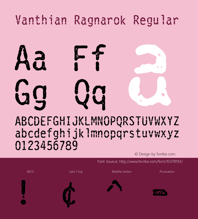 Vanthian Ragnarok Regular 1.2 www.cumberlandgames.com Private Use Freeware Font Sample