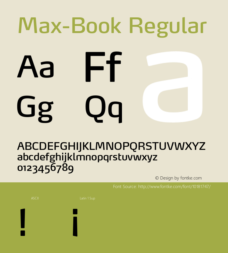 Max-Book Regular 4.460 Font Sample