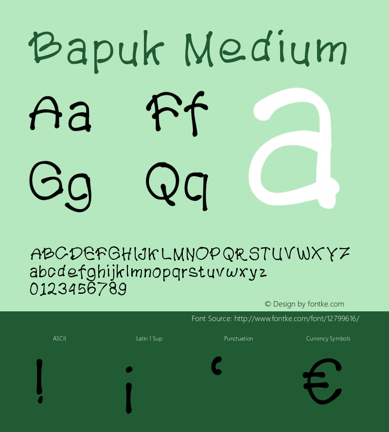 Bapuk Medium Version 001.000 Font Sample