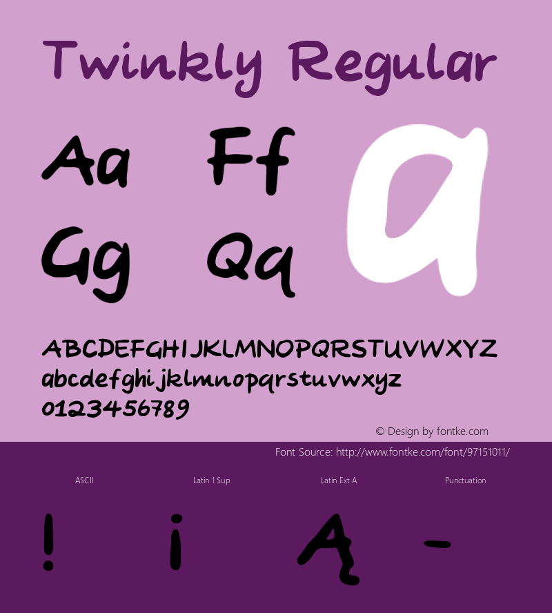 Twinkly Version 1.00 March 6, 2020, initial release Font Sample