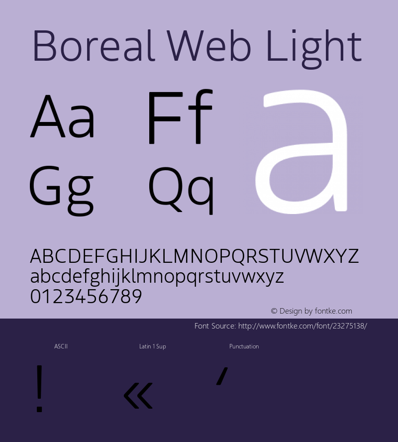 Boreal Web Light Regular Version 1.001;PS 1.1;hotconv 1.0.72;makeotf.lib2.5.5900; ttfautohint (v1.3) Font Sample