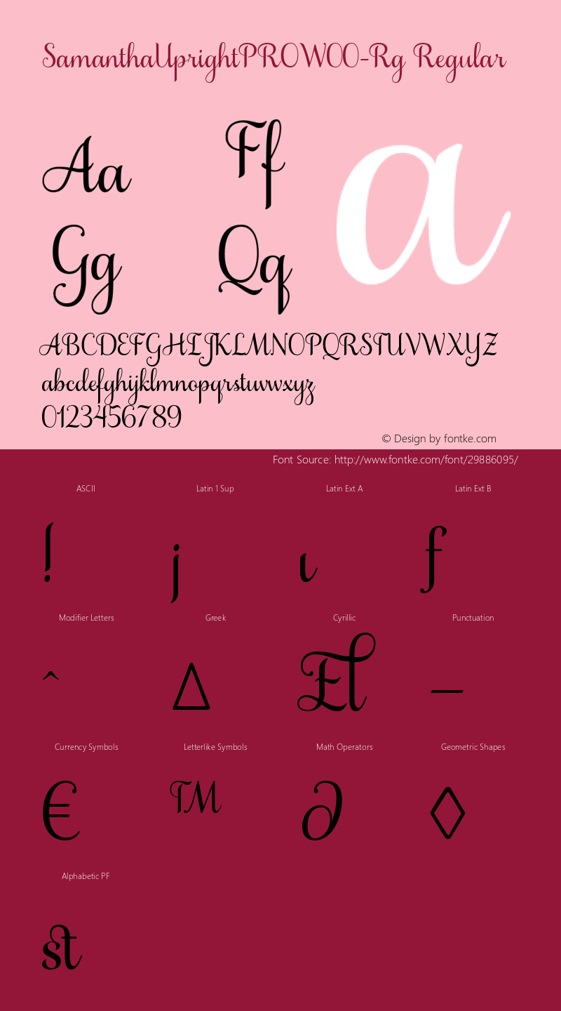 SamanthaUprightPROW00-Rg Regular Version 1.00 Font Sample