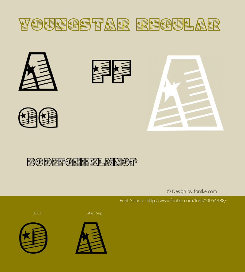 YoungStar Regular 1997; 1.0, initial release Font Sample