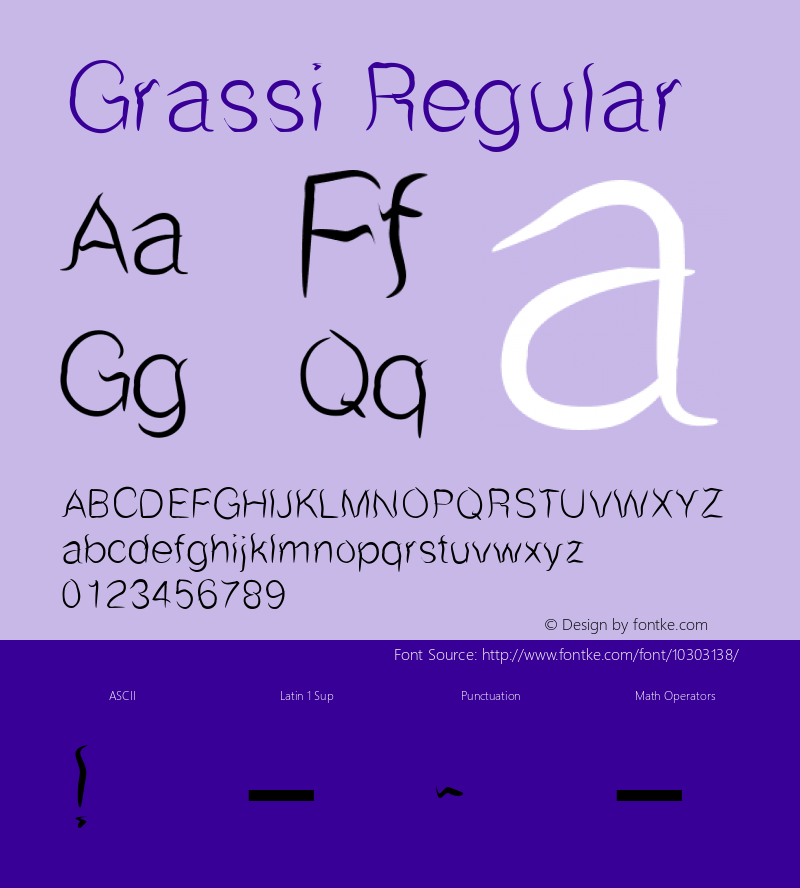 Grassi Regular Macromedia Fontographer 4.1.4 15‐06‐2003 Font Sample