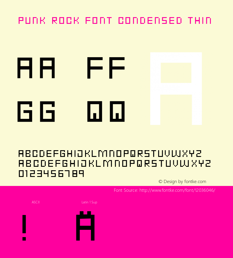 Punk Rock Font Condensed Thin 2001; 1.0, hellish release Font Sample