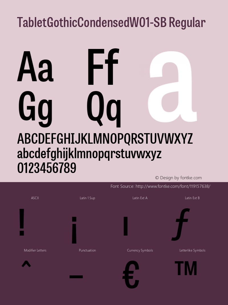 Tablet Gothic Condensed W01 SB Version 1.10 Font Sample