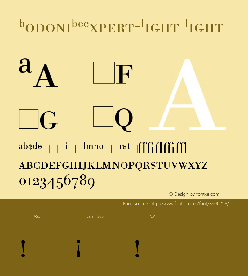 BodoniBEExpert-Light Light Version 1.00 Font Sample