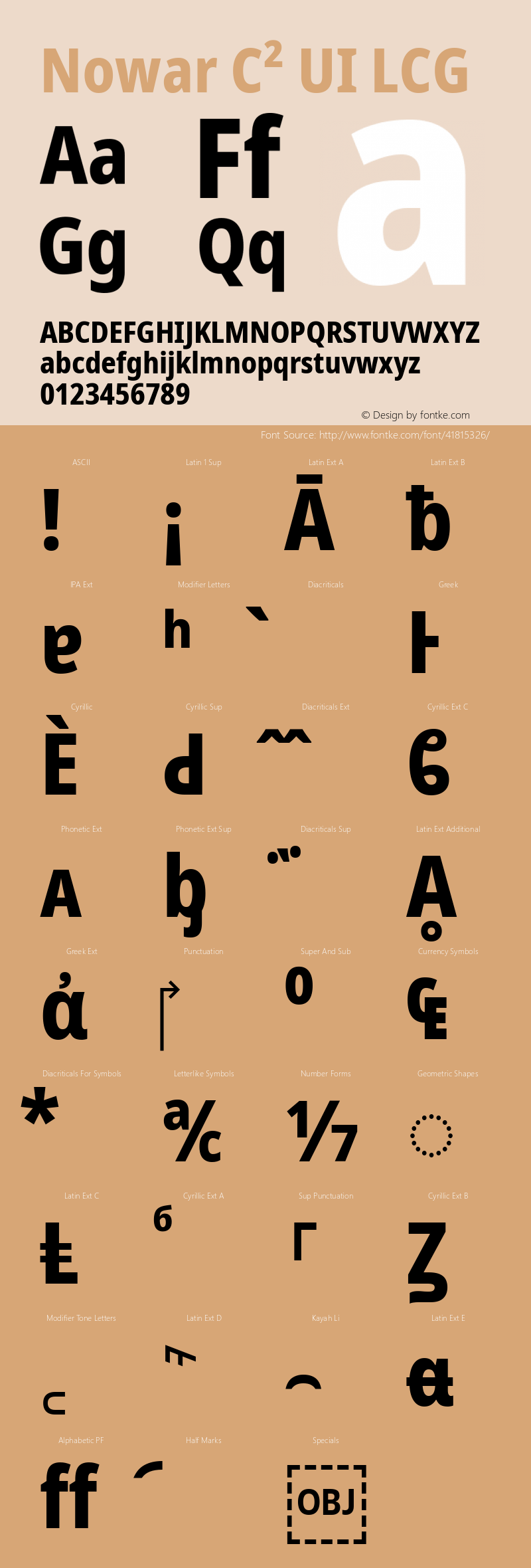 Nowar C² UI LCG Condensed ExtraBold  Font Sample