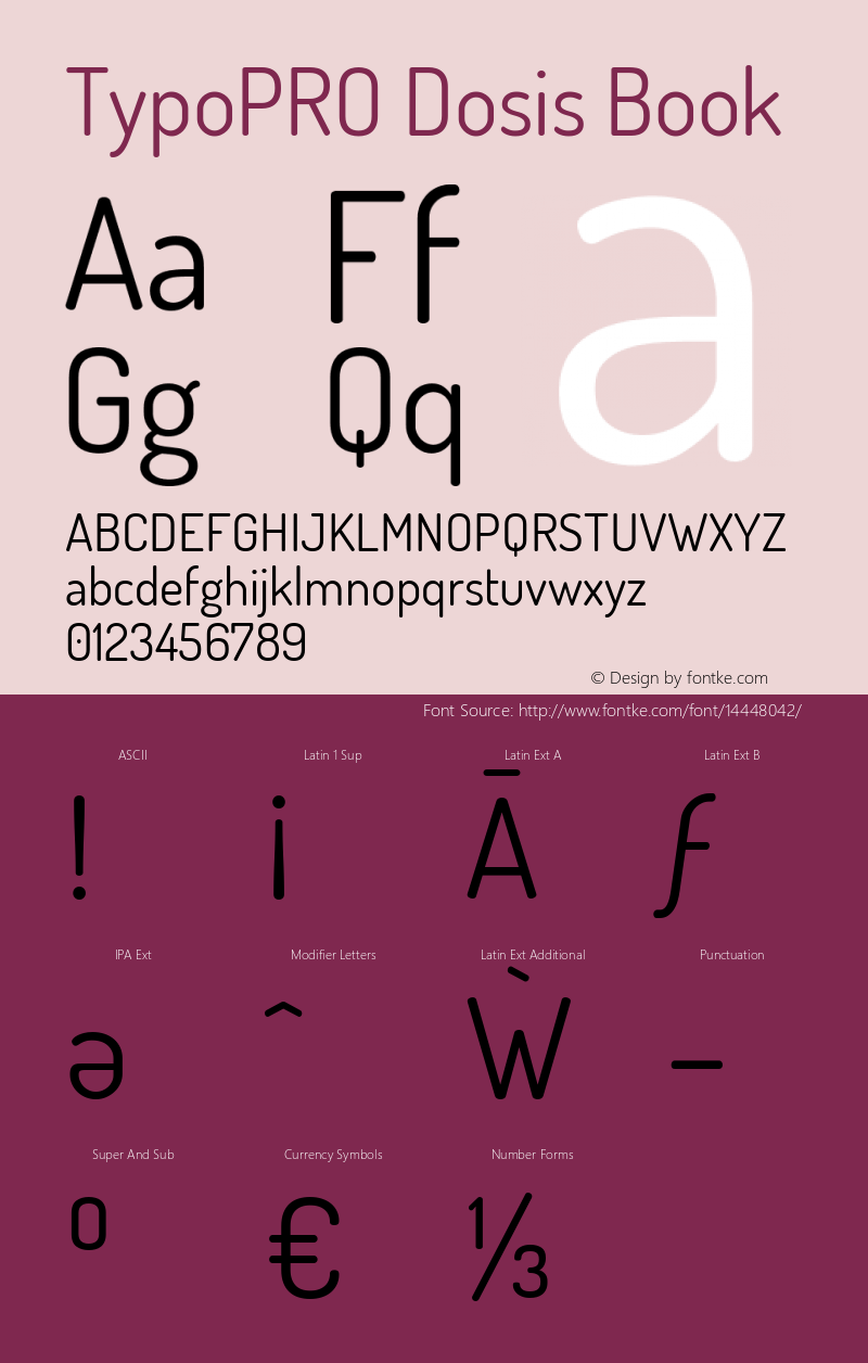 TypoPRO Dosis Book Version 1.007 Font Sample