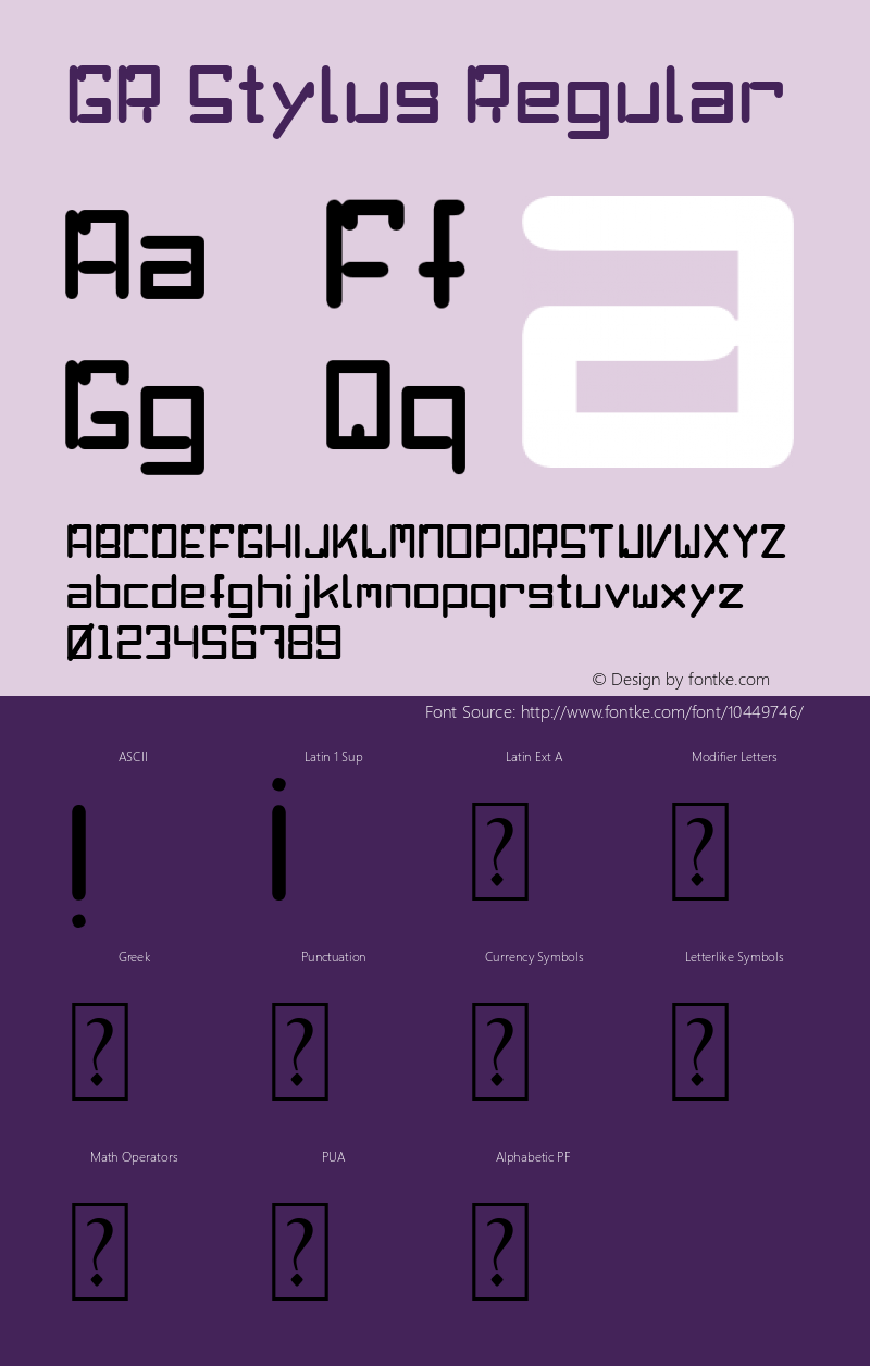 GR Stylus Regular Version 1.00 November 9, 2010, initial release Font Sample