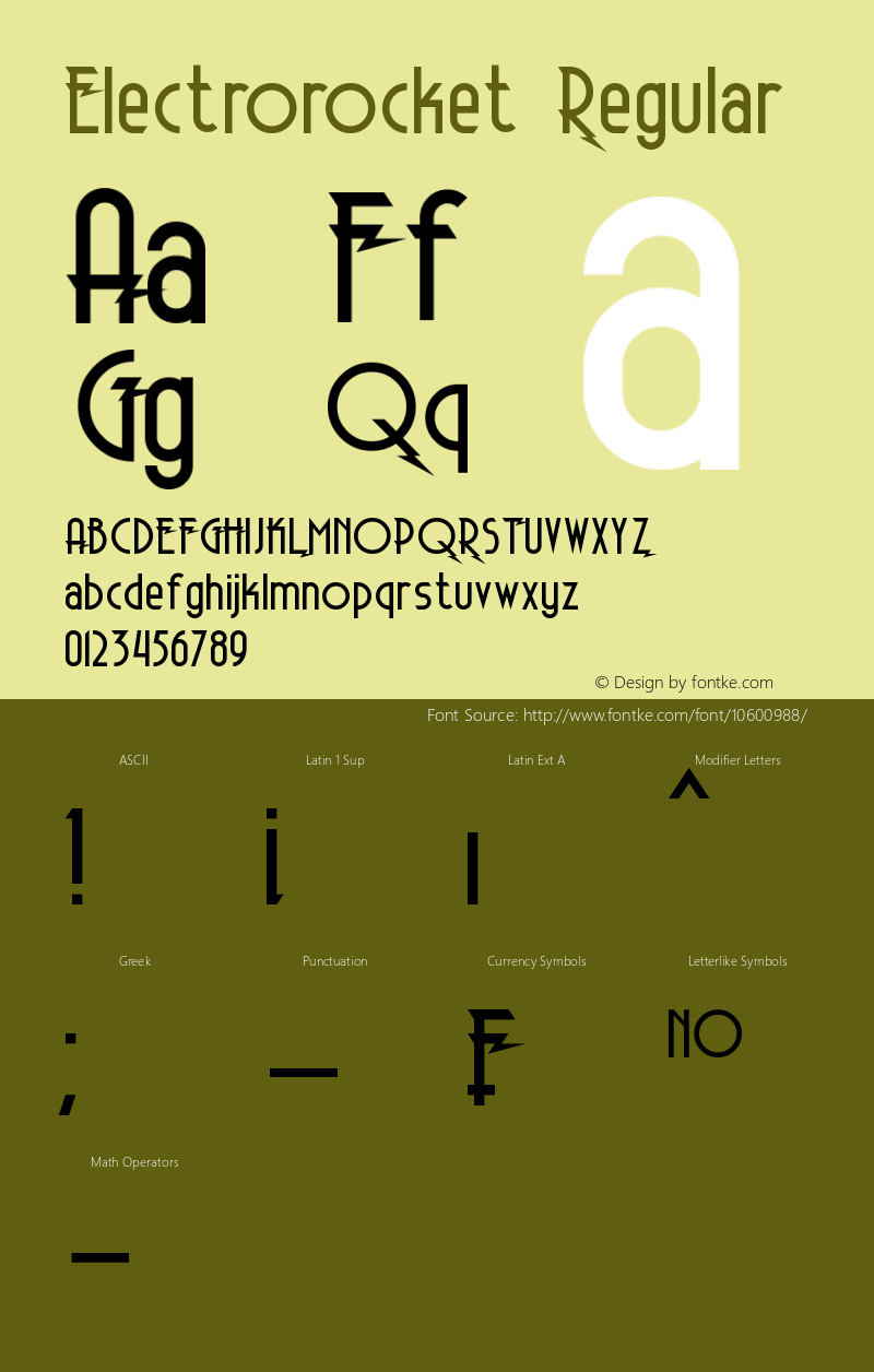 Electrorocket Regular Version 1.10 October 14, 2014 Font Sample