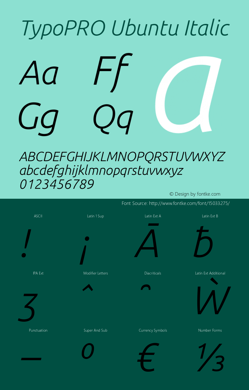 TypoPRO Ubuntu Italic Version 0.80 Font Sample