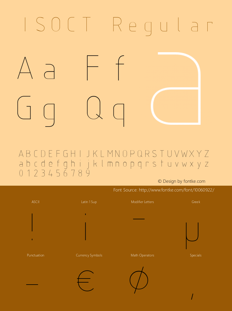 ISOCT Regular Macromedia Fontographer 4.1.3 4/15/97 Font Sample