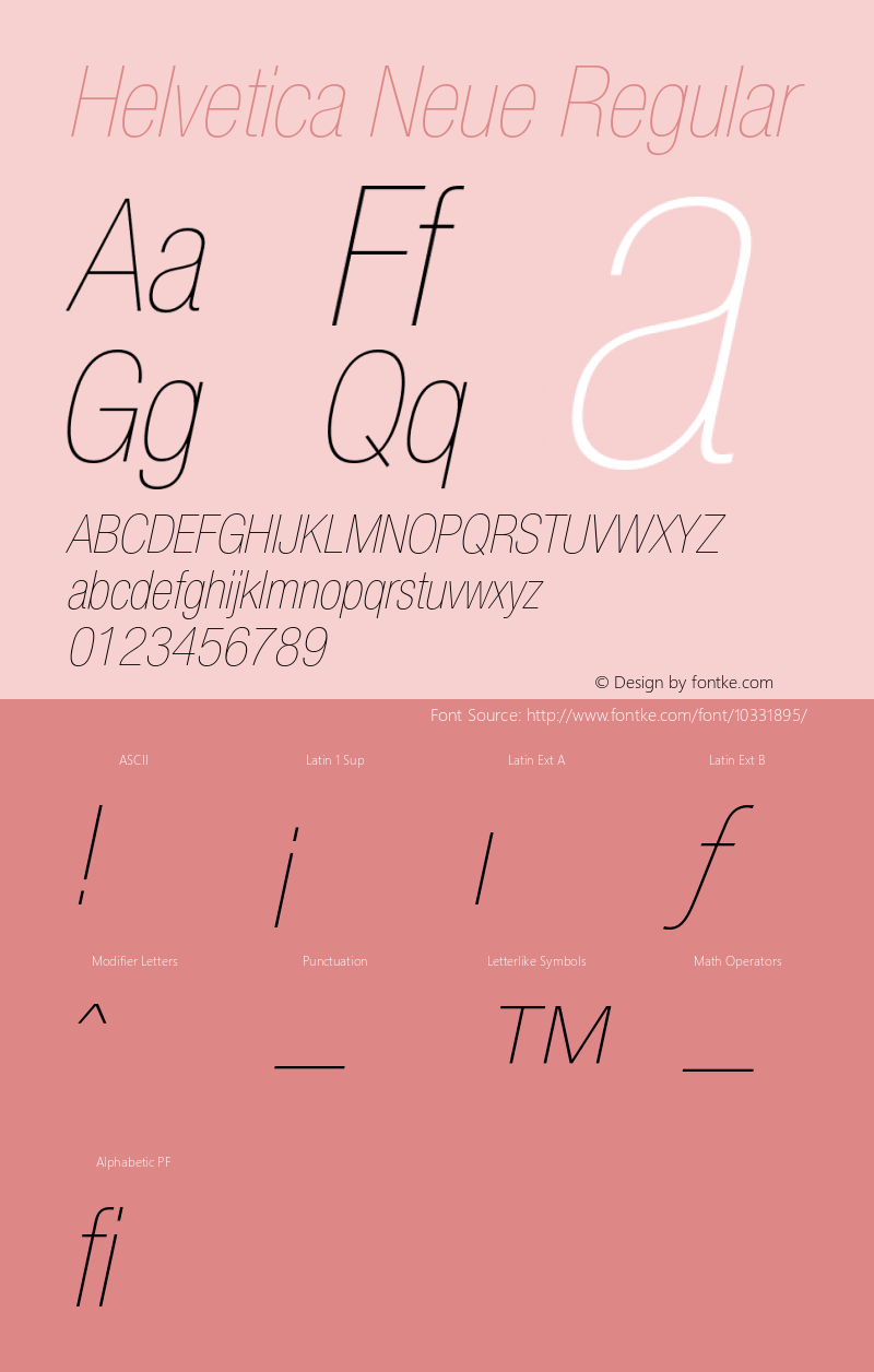 Helvetica Neue Regular 001.000 Font Sample