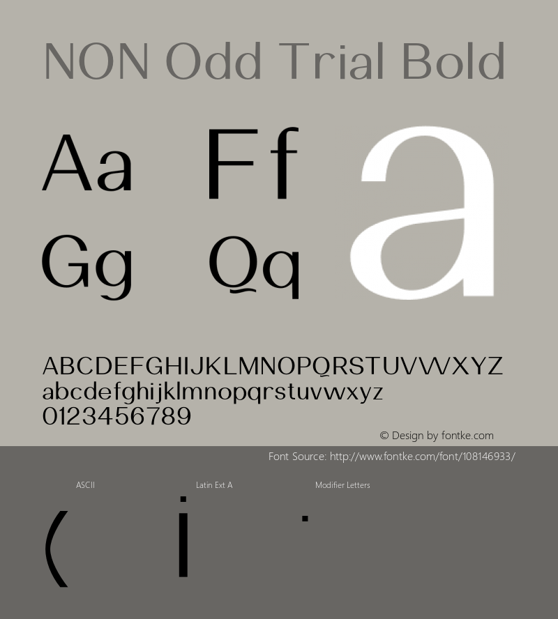 NON Odd Trial Bold Version 1.000;PS 001.000;hotconv 1.0.88;makeotf.lib2.5.64775 Font Sample