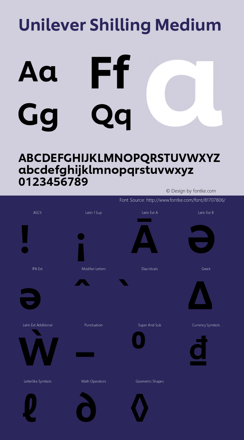 Unilever Shilling Medium Version 1.000 Font Sample