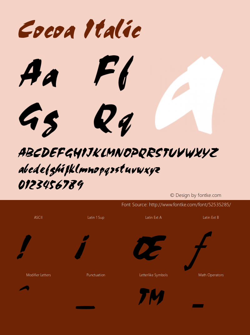 CocoaItalic Altsys Fontographer 4.1 2/2/95 {DfLp-URBC-66E7-7FBL-FXFA} Font Sample