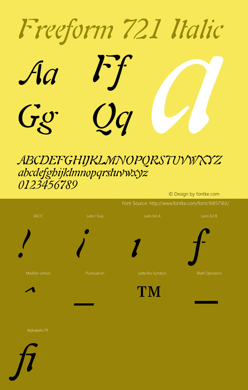 Freeform 721 Italic Version 003.001 Font Sample