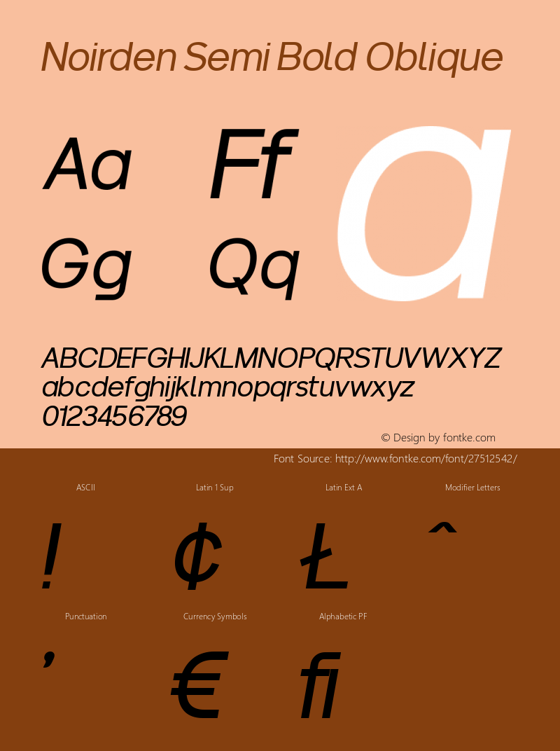 Noirden Semi Bold Oblique  Font Sample