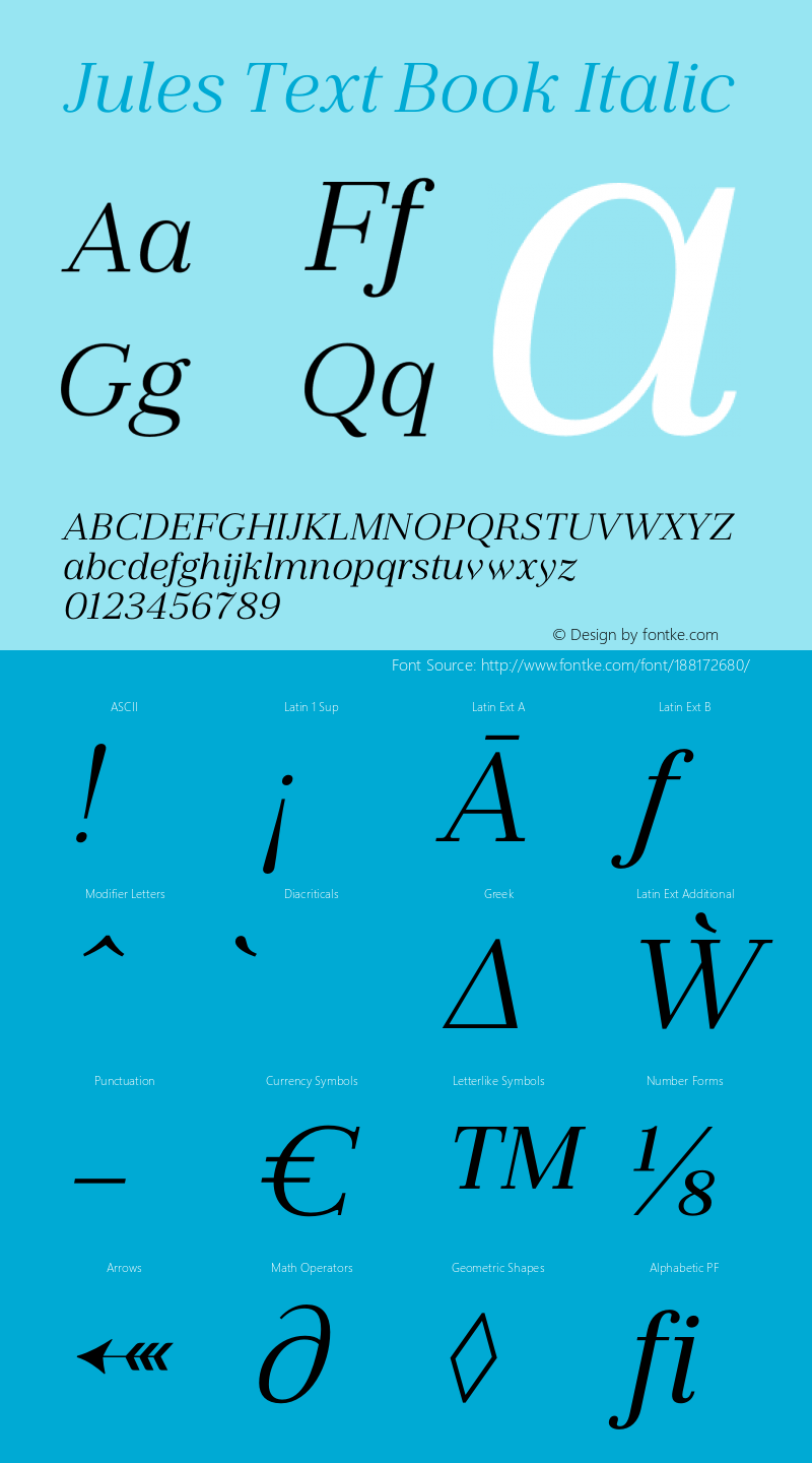 Jules Text Book Italic Version 1.001;PS 001.001;hotconv 1.0.70;makeotf.lib2.5.58329图片样张