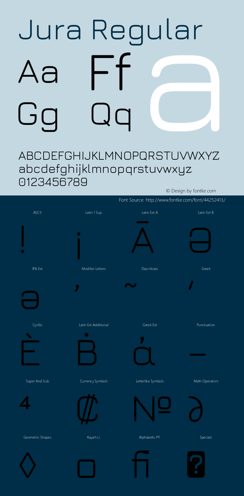 Jura Regular Version 5.104 Font Sample